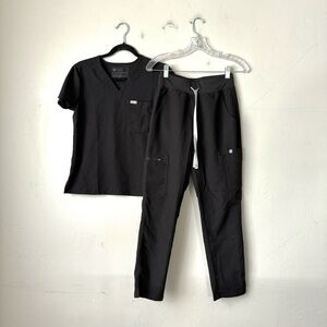 Figs black Catarina top and yoga w/ yoga pants set nurse dr medical woman’s XS